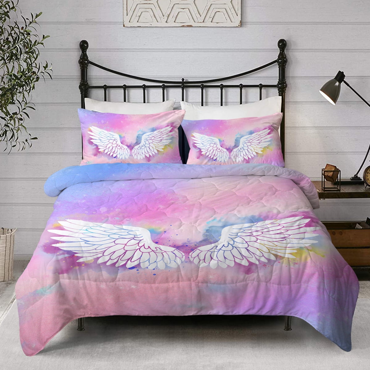 BlessLiving Angel Wings Comforter Set, 3 Piece Soft Lightweight