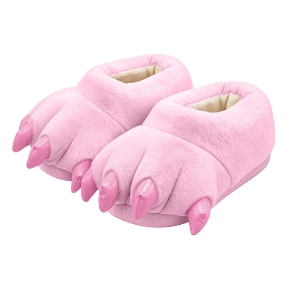 Wilark Little Girls Monster Claw Slippers Fuzzy Cute Fleece Warm Winter House Shoes Pink One Size