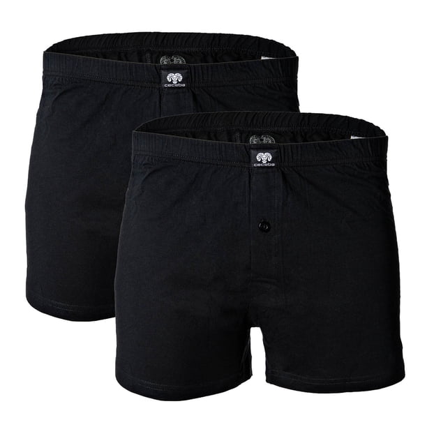 CECEBA Pantalones cortos para hombres, paquete de 2 - Boxer, básicos, de algodón, M-8XL, lisos Negro M (Medium)