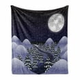 thumbnail image 1 of Northwoods Soft Flannel Fleece Blanket, Snowfall at Midnight Spruce Pine Trees Among the Hills Dark Forest, Cozy Plush for Indoor and Outdoor Use, 50" x 60", Indigo Lilac Pale Grey, by Ambesonne, 1 of 6
