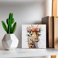 thumbnail image 5 of Giraffe With Floral Wreath Decorative Wooden Box Sign Giraffe Gifts Funny Bathroom Signs Decor Decorative Home Décor Woodland Animal Art Home Office Desk Shelf Decor Square 5x5 In, 5 of 5