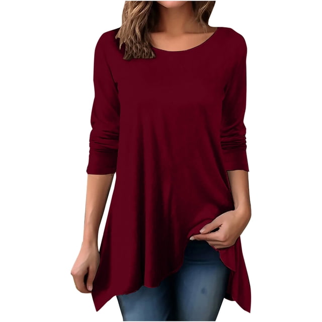 FAIWAD Chandails en Molleton à Manches Longues pour Femmes Col Rond Décontracté Couleur Unie Imprimé Cœur Chandail en Molleton Ample
