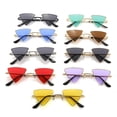 thumbnail image 2 of Y2K Punk Metal Style Small Triangular Hippie Sunglasses Metal Frame Tinted Colorful Lens Sun Glasses For Women Men Punk Shades Party Eyeglasses, 2 of 4