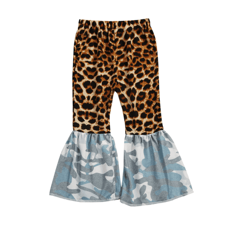 

Baby Girl Pants Clothes Leopard Plaids Flares Pants Trousers Outfit Bell-Bottomed Pants