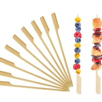 GIXUSIL 100 Pcs 10 inch Bamboo Paddle Skewers BBQ Grill Food Sticks , Flat Burgers Sticks Children Kids Wooden Fruits Picks Cocktail Barbecue Kebabs Buffets Party Fountain Fondue Stick Holders