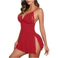 thumbnail image 4 of Sakmal Robes Moomoo à Fente Latérale pour Femmes Courtes Mignonnes Rouges Babydoll Vêtements de Nuit Sans Manches en Dentelle Chemises pour Femmes, 4 of 4