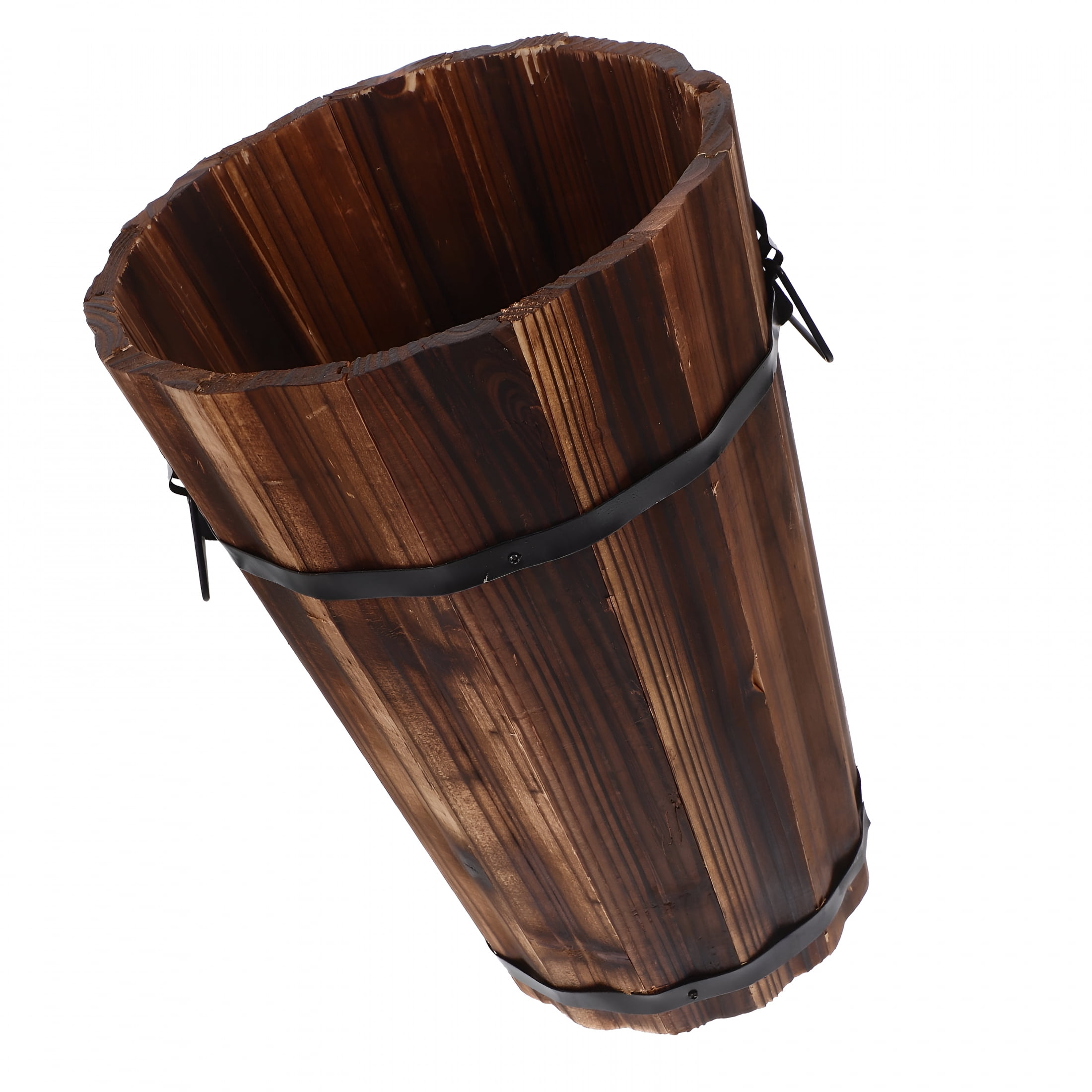 ACDANC Rustic Style Wooden Trash Can Farmhouse Bathroom Trash Can Decor Bedroom Trash Can Wooden Bathroom Accessories Office Trash Can