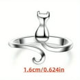 thumbnail image 4 of Cat Paw Hug Ring Adjustable Silver Pet Lover Jewelry with Paw Prints Design, 4 of 4