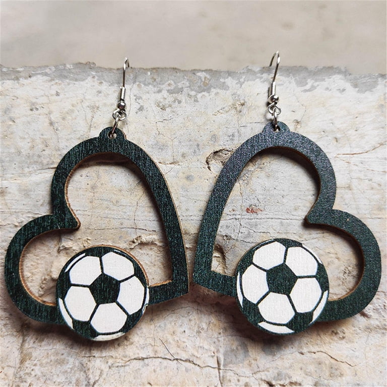 Basketball Earrings For Women - Faux Leather Glitter Sports Jewelry, Volleyball Softball Mom Gifts
