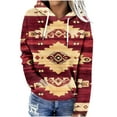 thumbnail image 3 of Frostluinai Womens Hoodies Vintage Geometric Ethnic Graphic Pullover Aztec Cow Westerna Print Sweatshirts Fall Sweat Shirt with Pocket, 3 of 6
