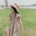 thumbnail image 2 of Robes Florales pour Filles Enfants Robe en Coton à Manches Courtes à Imprimé floral Bébé Robes de Printemps Été pour Fête Plage, 2 of 5