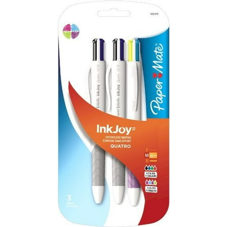 - Papermate InkJoy Quatro Ballpoint Retractable Pen, 1.0 mm, Assorted, 4/Pack 1832419