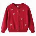 thumbnail image 2 of TOWED22 Girls' Cardigans Sweater School Uniforms Cotton Long Sleeve Lightweight Outerwear(Red,11-12 Y), 2 of 5