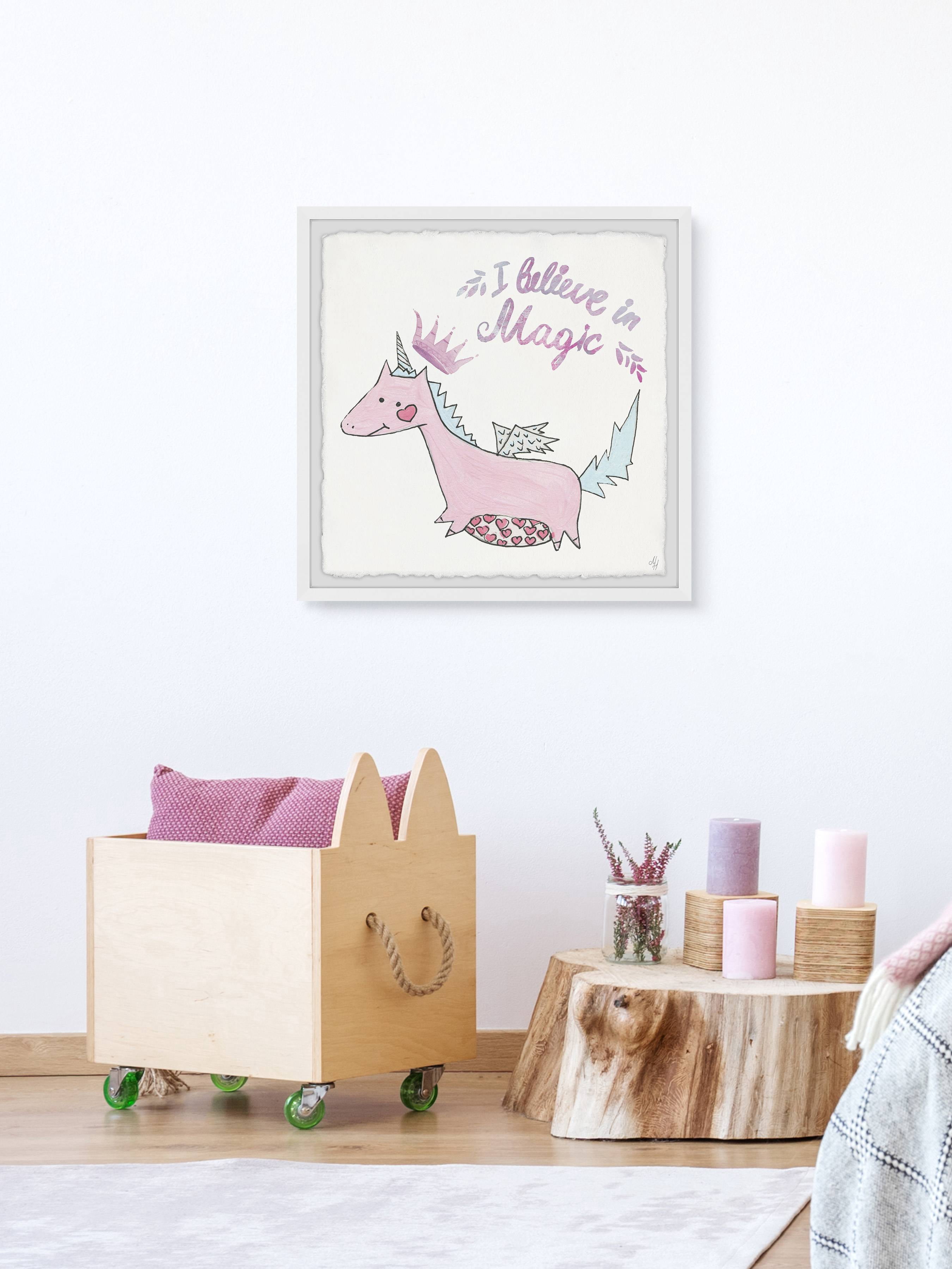 Marmont Hill Heart Tummy Unicorn Framed Wall Art
