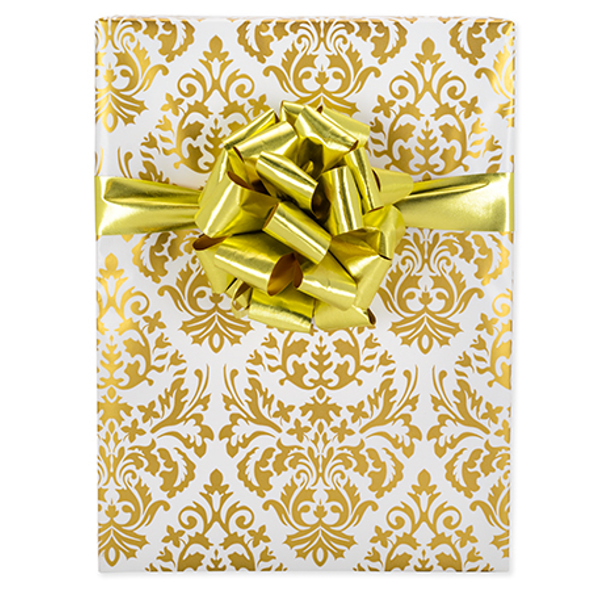 Gold Damask Elegant Specialty Gift Wrap Wrappiing Paper 24 x 15ft