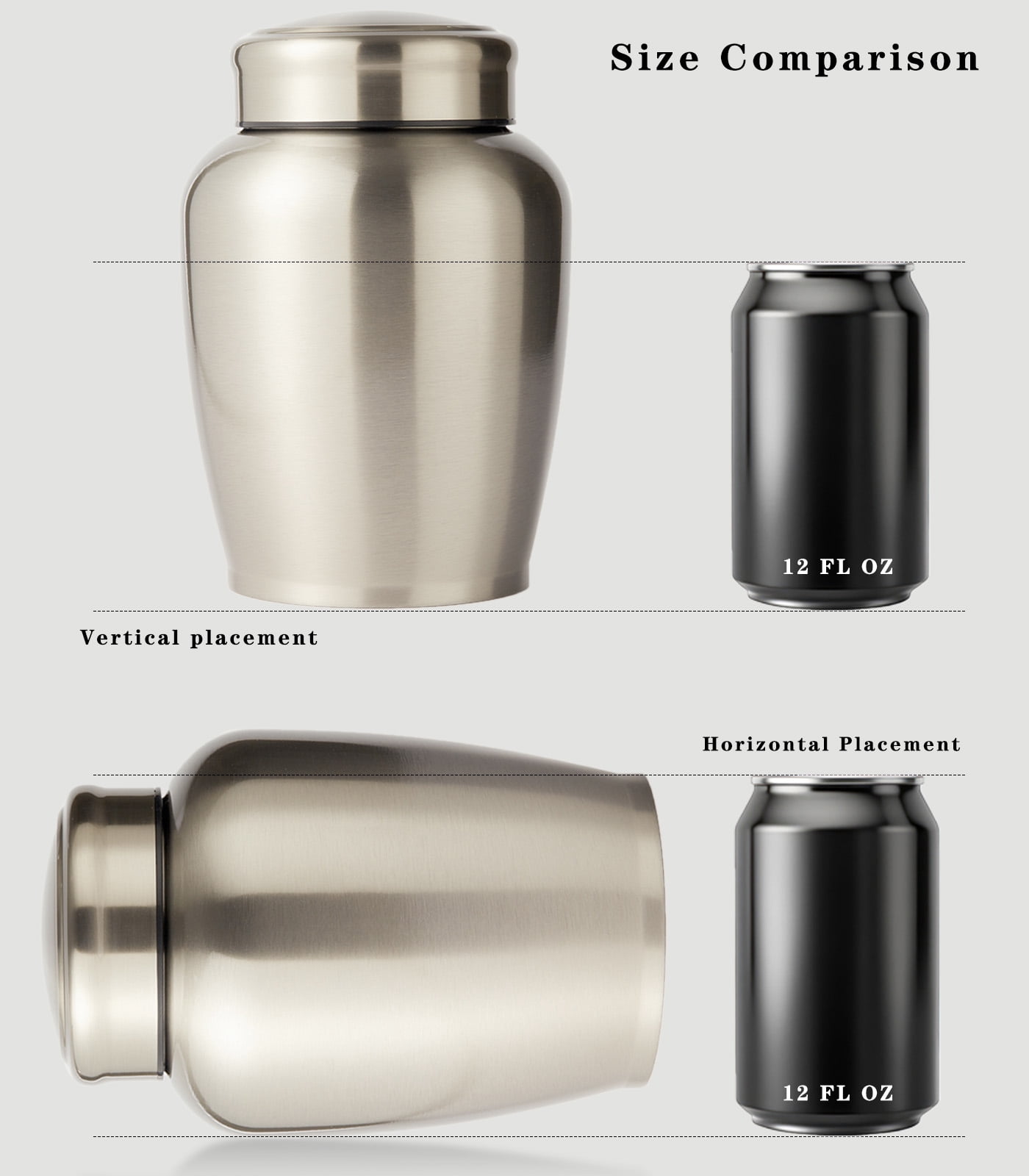 Large Urn for Ashes Adult Male&Female Decorative Urns for Human Ashes Adult Man Stainless Steel Silver