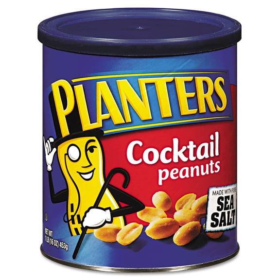 PLANTERS Salted Cocktail Peanuts, Party Snacks, Plant Based Protein, 16 oz Steel Can