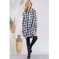 thumbnail image 4 of Celeste Design Women's Oversized Flannel Button Down Shacket with Pockets White Plaid-Plus Size One Size, 4 of 5