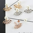 thumbnail image 4 of Funie Mode Femmes Strass Fausse Perle Forme d'Éventail Vestes Boucles d'Oreilles Bijoux Cadeau, 4 of 7