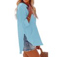 thumbnail image 4 of Yuyuzo Womens Hoodies 3/4 Sleeve Drawstring V Neck Loose Tunic Shirts Solid Color Pullover Tops, 4 of 7
