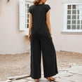 thumbnail image 6 of Teissuly Women'S Solid Color Short-Sleeved Casual Wide-Leg Jumpsuit With Button Pockets, 6 of 7