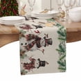 thumbnail image 6 of Christmas Snowman Cotton Linen Table Runner for Dining Kitchen, Xmas Winter Pine Fruits on Linen Wedding Outdoor Party Tablerunners Decoration, Dresser Scarf Coffee Tablecloth Runners 13x72 Inches, 6 of 9