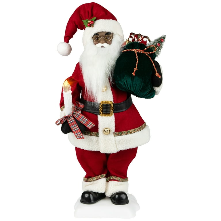 Northlight African American Animated Santa Claus with Candle 2