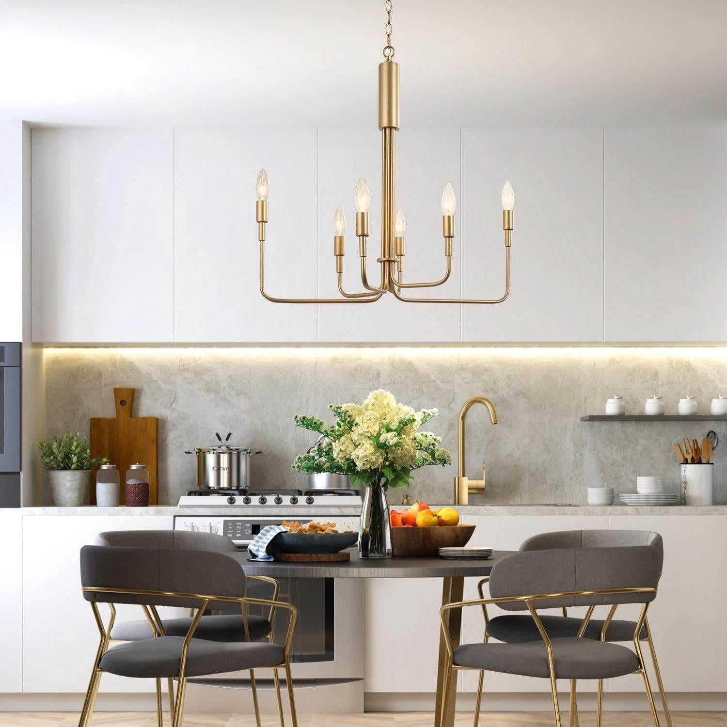 LNC Pursuit 6-Light Matte Gold Candle Modern/Contemporary