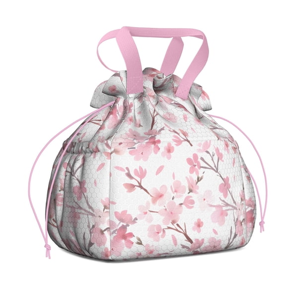 Pioneer Flower Floral Print Pattern Drawstring Lunch Bag Women - Drawstring Lunch Bag Insulated for Work Office - Stain-Resistant Large Lunchbags for Women with Multi-Pockets