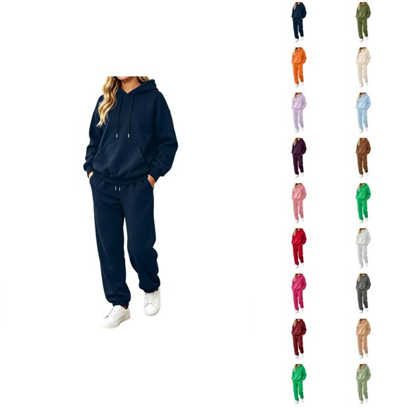 2 Piece Set for Women Fall Outfits Sweatsuits | Oversized Hoodie Jogger Sweatpants Matching Set, Comfy Lounge Wear, Casual Airport Travel Clothing