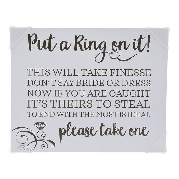 Put A Ring On It Bridal Shower Game Sign - Party Favors - 1 Piece