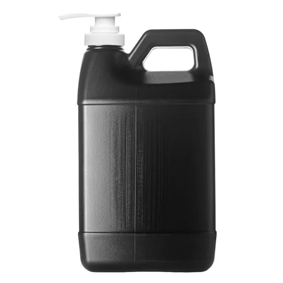 Plastic 1 Gallon Jug w/ Push Pump Black, F-Style, 38/400, HDPE, (128oz)