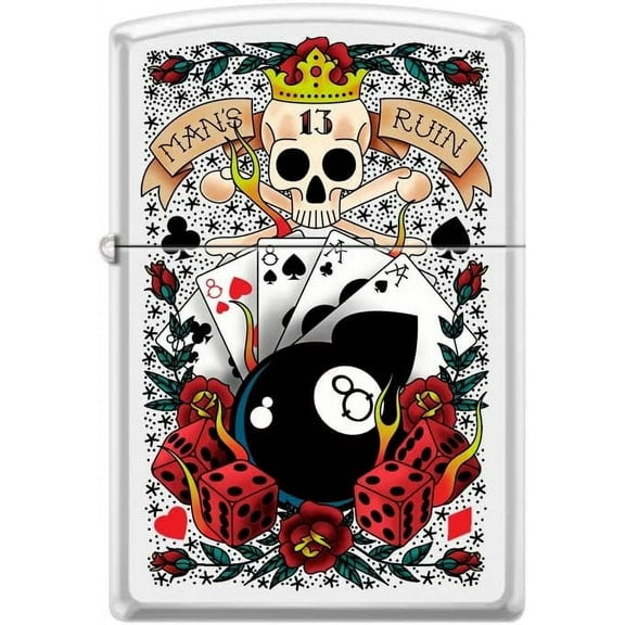 Zippo Lighter-Gambling White Matte Windproof Lighter #Z5462
