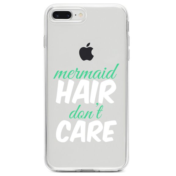 DistinctInk Clear Shockproof Hybrid Case for iPhone 7 PLUS / 8 PLUS (5.5" Screen) TPU Bumper Acrylic Back Tempered Glass Screen Protector - Mermaid Hair Don't Care