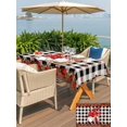 thumbnail image 4 of Outdoor Tablecloth with Umbrella Hole and Zipper, Valentine's Day Rectangle Table Cloth 52x70 Inch Waterproof Tablecloth, Retro Gnomes Love Rose Wooden Plaid Picnic Table Cover for Patio Camping, 4 of 7