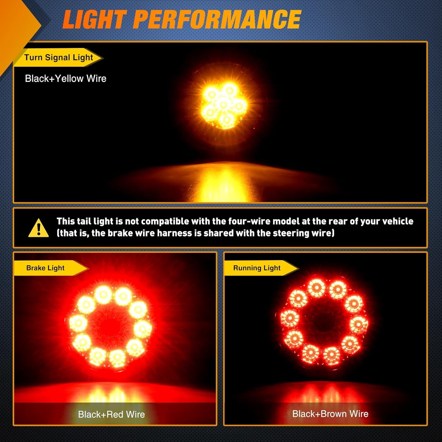 Nilight 2PCS 4 inch Round Red Amber LED Trailer Tail Lights 16LEDs w/Flush Mount Grommet IP67 Waterproof Stop Brake Turn Signal Running Tail Light for Trucks Trailer RV