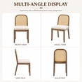 thumbnail image 6 of Mid Century Modern Rattan Dining Chairs Set of 2, Upholstered Dining Chairs with Woven Cane Back, Solid Wood Kitchen & Dining Room Side Chairs, Farmhouse Accent Chairs, Walnut Finish, Beige, 6 of 6
