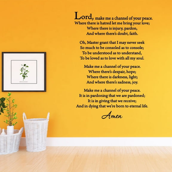 VWAQ Make Me a Channel of Your Piece Vinyl Wall Decal St. Francis Quote Inspirational Prayer VWAQ-SFQ101 (Matte Black)