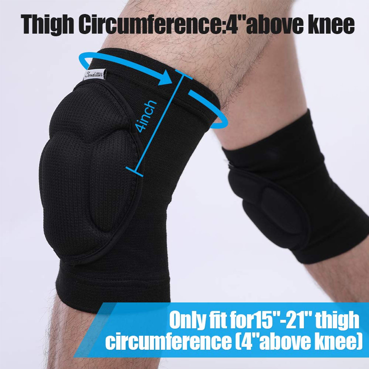 MUZOOY 4-Pair Elastic Knee Pads M, Thick Sponge Collision Avoidance Warm Anti-Slip 5 Size Knee Sleeve Basketball Volleyball Sport Pad Adults Kids