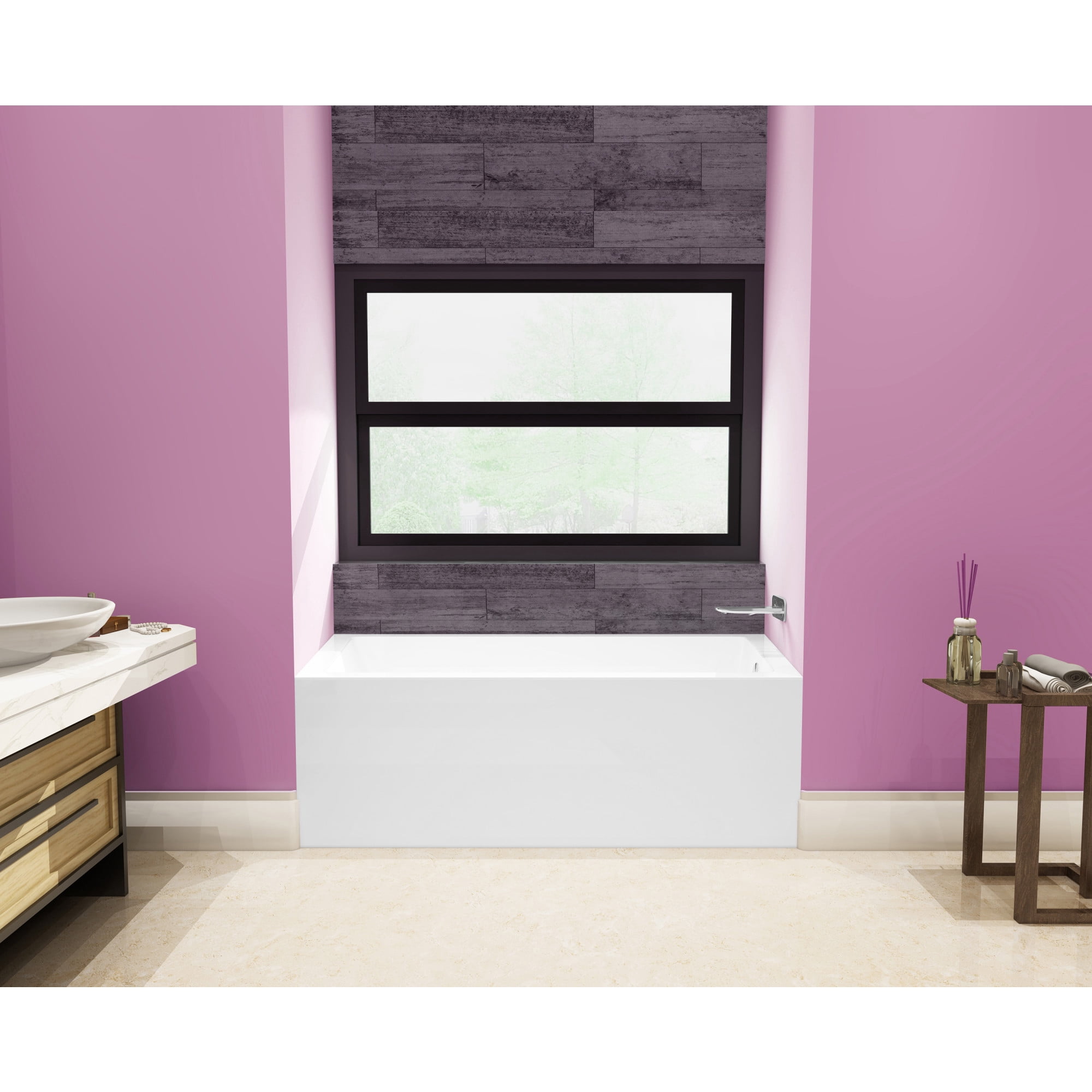 Aqua Eden VTAP543022R 54-Inch Acrylic Rectangular 3-Wall Alcove Tub, Right Hand Drain in Glossy White