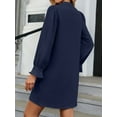 thumbnail image 3 of SHIBEVER Women Dresses Long Sleeve V Neck Shirt Dress Fashion Flare Cuff Solid Color Navyblue Mini Dress for Women Size L, 3 of 5