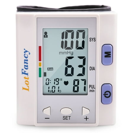 LotFancy Blood Pressure Monitor Wrist Cuff - Automatic Digital BP Machine with Irregular Heartbeat Detector - Portable for 4 User Home Use, FDA Approved