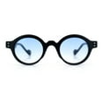 thumbnail image 4 of Mens Thick Plastic Round Oval Keyhole Horn Rim Hipster Vintage Style Sunglasses Black - Blue, 4 of 8