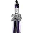 thumbnail image 5 of Endea Graduation Black/Purple/White Mixed Color Graduation Tassel with Silver Date Drop, 5 of 11
