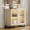Beige, variant on Modern Sideboard Buffet Cabinet with Glass Doors and Adjustable Shelf Coffee Bar Storage Cabinet for Living Room Kitchen,Brown