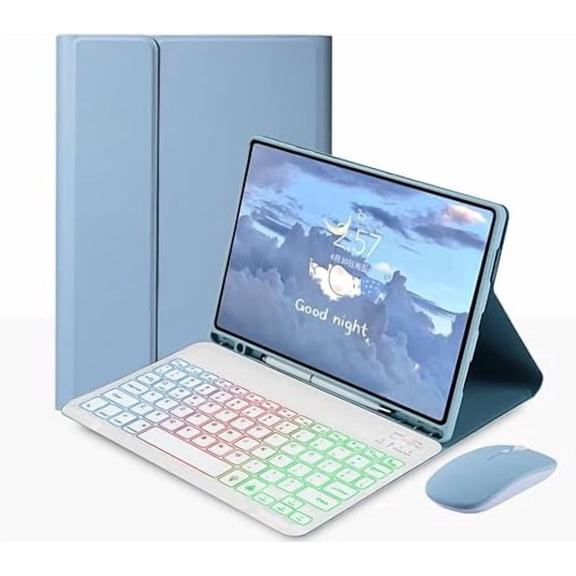 Detachable Backlit BT Keyboard Case for Samsung Tab A8 10.5" - Misty Blue
