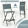 thumbnail image 3 of Gymax Folding Bar Stools Set of 6 Patio Sling Chairs w/ Backrest Humanized Footrest Blue, 3 of 8