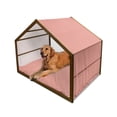 thumbnail image 1 of Retro Pet House, Big and Small Polka Dots Pattern Symmetrical Geometric Tile Design Vintage, Outdoor & Indoor Portable Dog Kennel with Pillow and Cover, 5 Sizes, Cream and Dark Coral, by Ambesonne, 1 of 4