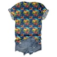 thumbnail image 4 of kingque Womens Floral Prints V Neck Short Sleeve T-Shirt Print Casual Tee Loose Shirts Tops 2XS-8XL, 4 of 5