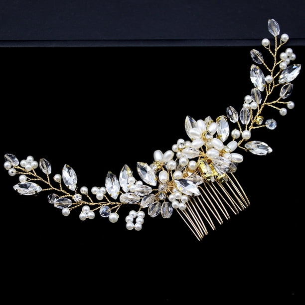 Tocados de novia para boda, diadema nupcial, accesorios para el cabello de boda para novia (oro)